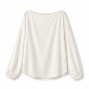 Eloquii Ivory Boatneck Blouse Size 26 One Shoulder Long Sleeve Flowing Minimal